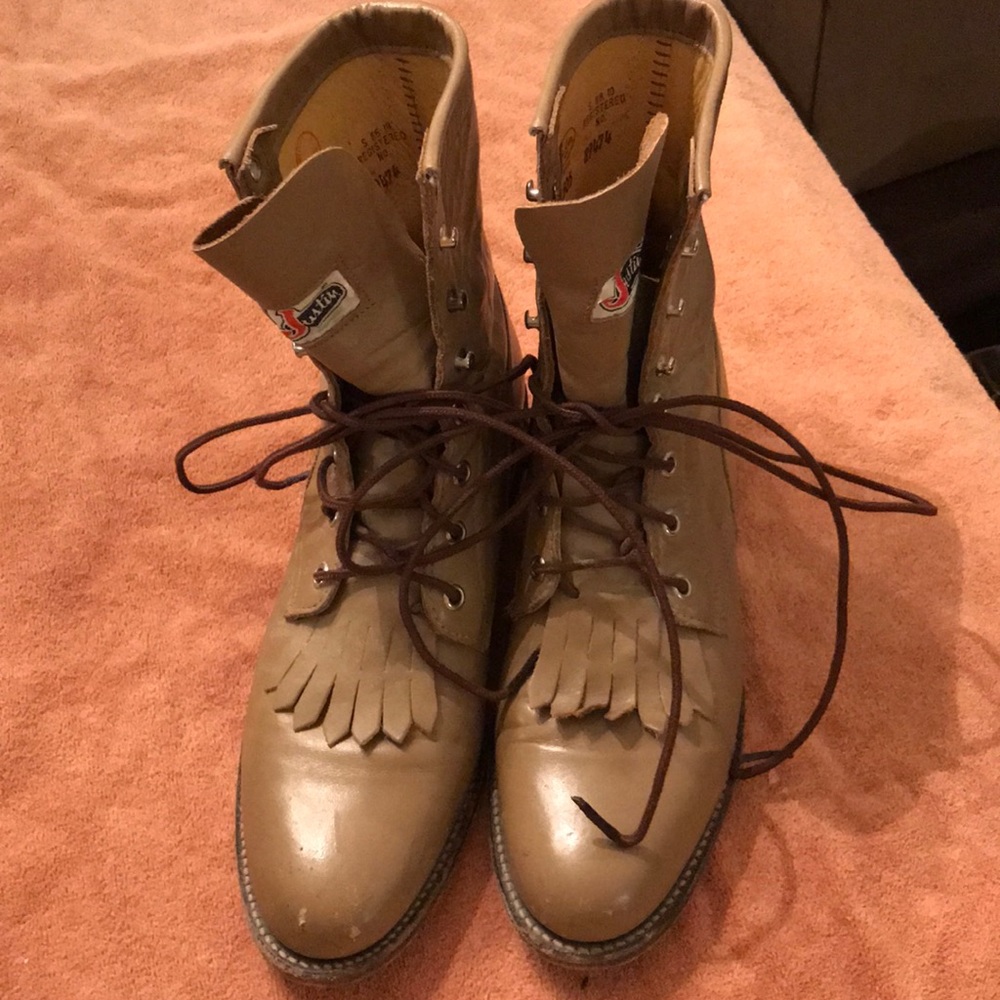 Justin Tan lace up boots tan 7.5